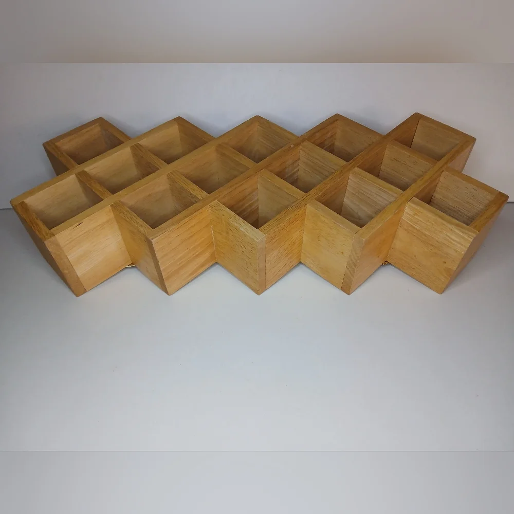 Vintage Wooden Multiple Cubby Display Shelf - 3 Rows Wooden Display Shelves